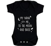 Hippowarehouse My Nana Loves Me to The Moon and Back Baby Vest Bodysuit (Short Sleeve) Boys Girls Black