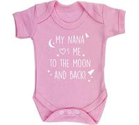 Hippowarehouse My Nana Loves Me to The Moon and Back Baby Vest Bodysuit (Short Sleeve) Boys Girls Light Pink