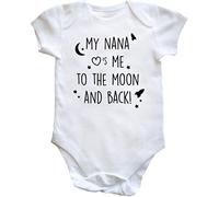 Hippowarehouse My Nana Loves Me to The Moon and Back Baby Vest Bodysuit (Short Sleeve) Boys Girls White