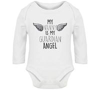 Hippowarehouse My Nanny is My Guardian Angel - Heaven Baby Vest Bodysuit (Long Sleeve) Boys Girls White