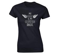 Hippowarehouse My Nanny is My Guardian Angel - Heaven Womens Fitted Short Sleeve t-Shirt (Specific Size Guide in Description) Black