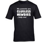 Hippowarehouse My Parents are Clueless Newbies Help me Unisex Short Sleeve t-Shirt (Specific Size Guide in Description) Black