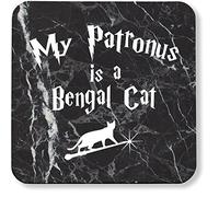 Hippowarehouse My Patronus Is A Bengal Cat printed coaster gloss finish durable backing 9cm x 9cm 2 pack