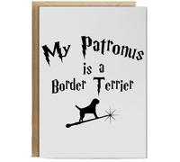Hippowarehouse My Patronus Is A Border Terrier Personalised Card A6 with envelope for him for her Funny Cards for Men and Women Blank inside option