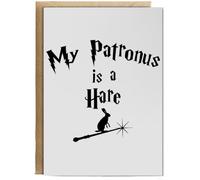Hippowarehouse My Patronus Is A Hare Personalised Card A6 with envelope for him for her Funny Cards for Men and Women Blank inside option
