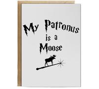 Hippowarehouse My Patronus Is A Moose Personalised Card A6 with envelope for him for her Funny Cards for Men and Women Blank inside option