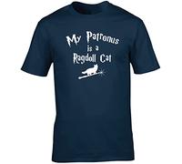 Hippowarehouse My Patronus is A Ragdoll Cat Unisex Short Sleeve t-Shirt (Specific Size Guide in Description) Navy Blue