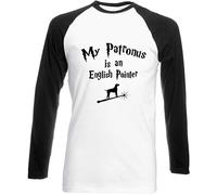 Hippowarehouse My Patronus is an English Pointer Unisex Long Sleeve Baseball Two Tone t-Shirt