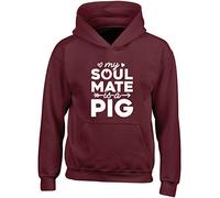 Hippowarehouse My Soulmate is a Pig Kids Children's Unisex Hoodie Hooded top Maroon