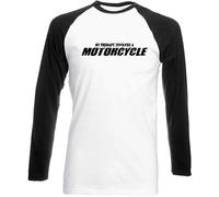 Hippowarehouse My Therapy Involves a Motorcycle Motorbike Biker Unisex Long Sleeve Baseball Two Tone t-Shirt