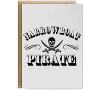 Hippowarehouse Narrowboat Pirate Birthday Card A5 Personalised with envelope for him for her Funny Cards for Men and Women Blank inside option