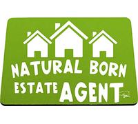 Hippowarehouse Natural Born Estate Agent printed mouse mat pad accessory black rubber base 240mm x 190mm x 60mm