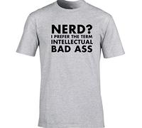 Hippowarehouse Nerd? I Prefer The Term Intellectual Badass Unisex Short Sleeve t-Shirt (Specific Size Guide in Description) Grey