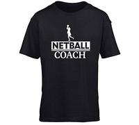 Hippowarehouse Netball Coach Kids Children's Short Sleeve t-Shirt Black