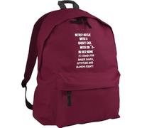 Hippowarehouse Never argue with a short girl with an a in her name backpack ruck sack Dimensions: 31 x 42 x 21 cm Capacity: 18 litres