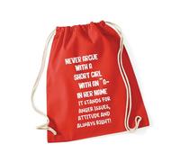 Hippowarehouse Never argue with a short girl with an a in her name Drawstring Cotton School Gym Bag 37cm x 46cm, 12 litres