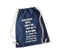 Hippowarehouse Never argue with a short girl with an a in her name Drawstring Cotton School Gym Bag 37cm x 46cm, 12 litres