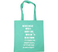 Hippowarehouse Never argue with a short girl with an a in her name Tote Shopping Gym Beach Bag 42cm x38cm, 10 litres