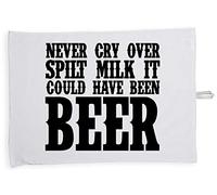 Hippowarehouse Never Cry Over Spilt Milk It Could Have Been Beer Tea Towel Eco Printed Dish Cloth Kitchen accessory 50cmx70cm 100% Cotton