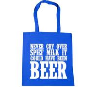 Hippowarehouse Never Cry Over Spilt Milk It Could Have Been Beer Tote Shopping Gym Beach Bag 42cm x38cm, 10 litres