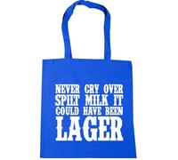 Hippowarehouse Never Cry Over Spilt Milk It Could Have Been Lager Tote Shopping Gym Beach Bag 42cm x38cm, 10 litres