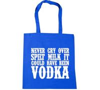 Hippowarehouse Never Cry Over Spilt Milk It Could Have Been Vodka Tote Shopping Gym Beach Bag 42cm x38cm, 10 litres