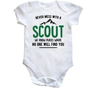 Hippowarehouse Never Mess with a Scout we Know Places Where no one Will find You Baby Vest Bodysuit (Short Sleeve) Boys Girls White
