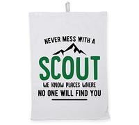 Hippowarehouse Never mess with a scout we know places where no one will find you Tea Towel Eco Printed Dish Cloth Kitchen accessory 50cmx70cm 100% Cotton