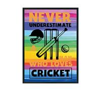 Hippowarehouse Never underestimate a man who loves cricket Printed Poster A4 Wall Art Design Classroom Room Gym Office Décor