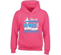 Hippowarehouse Never Underestimate The Power of a Girl in a Leotard Gymnast Gymnastics Kids Unisex Hoodie Hooded top Fuchsia Pink
