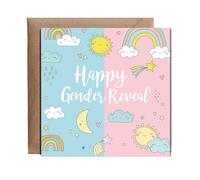Hippowarehouse New Born Cards Happy Gender Reveal Party Personalised Card. 15cm x 15cm with envelope for him for her Funny Cards for Men and Women Blank inside option