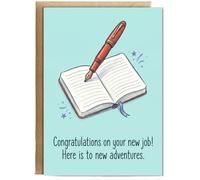 Hippowarehouse New Job Card for Friend, Fountain Pen & Journal Card - A6 with envelope for him for her Funny Cards for Men and Women