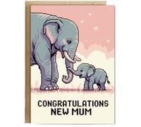 Hippowarehouse New mum pixel elephant baby Personalised Card A5 with envelope for him for her Funny Cards for Men and Women Blank inside option
