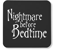 Hippowarehouse Nightmare Before Bedtime pack of 2 coasters gloss finish durable backing 9cm x 9cm