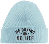 Hippowarehouse No Boxing No Life Embroidered Beanie Hat Blue with Black Stitch