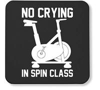 Hippowarehouse No Crying In Spin Class printed coaster gloss finish durable backing 9cm x 9cm 2 pack
