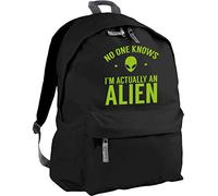 Hippowarehouse No one knows I'm actually an alien backpack ruck sack Dimensions: 31 x 42 x 21 cm Capacity: 18 litres