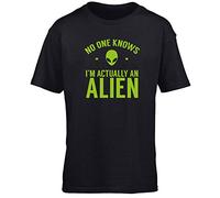 Hippowarehouse No one Knows I'm Actually an Alien Kids Children's Short Sleeve t-Shirt Black