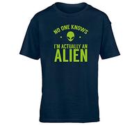 Hippowarehouse No one Knows I'm Actually an Alien Kids Children's Short Sleeve t-Shirt Navy Blue
