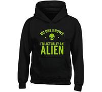 Hippowarehouse No one Knows I'm Actually an Alien Kids Children's Unisex Hoodie Hooded top Black