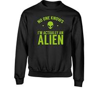 Hippowarehouse No one Knows I'm Actually an Alien Kids Children's Unisex Jumper Sweatshirt Pullover Black