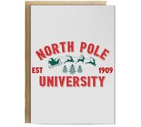 Hippowarehouse North Pole University Established 1909 with Santa Sleigh and Forest Personalised Card A6 with envelope for him for her Funny Cards for Men and Women Blank inside option