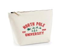 Hippowarehouse North Pole University Established 1909 with Santa Sleigh and Forest Printed Make up Cosmetic wash Bag 18x19x9cm