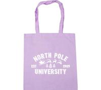 Hippowarehouse North Pole University Established 1909 with Santa Sleigh and Forest Tote Shopping Gym Beach Bag 42cm x38cm, 10 litres