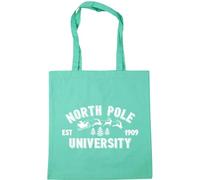 Hippowarehouse North Pole University Established 1909 with Santa Sleigh and Forest Tote Shopping Gym Beach Bag 42cm x38cm, 10 litres