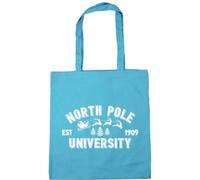 Hippowarehouse North Pole University Established 1909 with Santa Sleigh and Forest Tote Shopping Gym Beach Bag 42cm x38cm, 10 litres