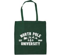 Hippowarehouse North Pole University Established 1909 with Santa Sleigh and Forest Tote Shopping Gym Beach Bag 42cm x38cm, 10 litres