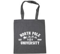Hippowarehouse North Pole University Established 1909 with Santa Sleigh and Forest Tote Shopping Gym Beach Bag 42cm x38cm, 10 litres