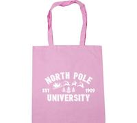Hippowarehouse North Pole University Established 1909 with Santa Sleigh and Forest Tote Shopping Gym Beach Bag 42cm x38cm, 10 litres