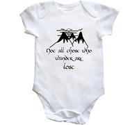 Hippowarehouse Not All Those Who Wander are Lost Quote Baby Vest Bodysuit (Short Sleeve) Boys Girls White